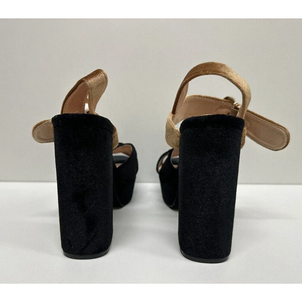 Annie Pinky women size US 6  black & brown textile  upper platform heel shoes